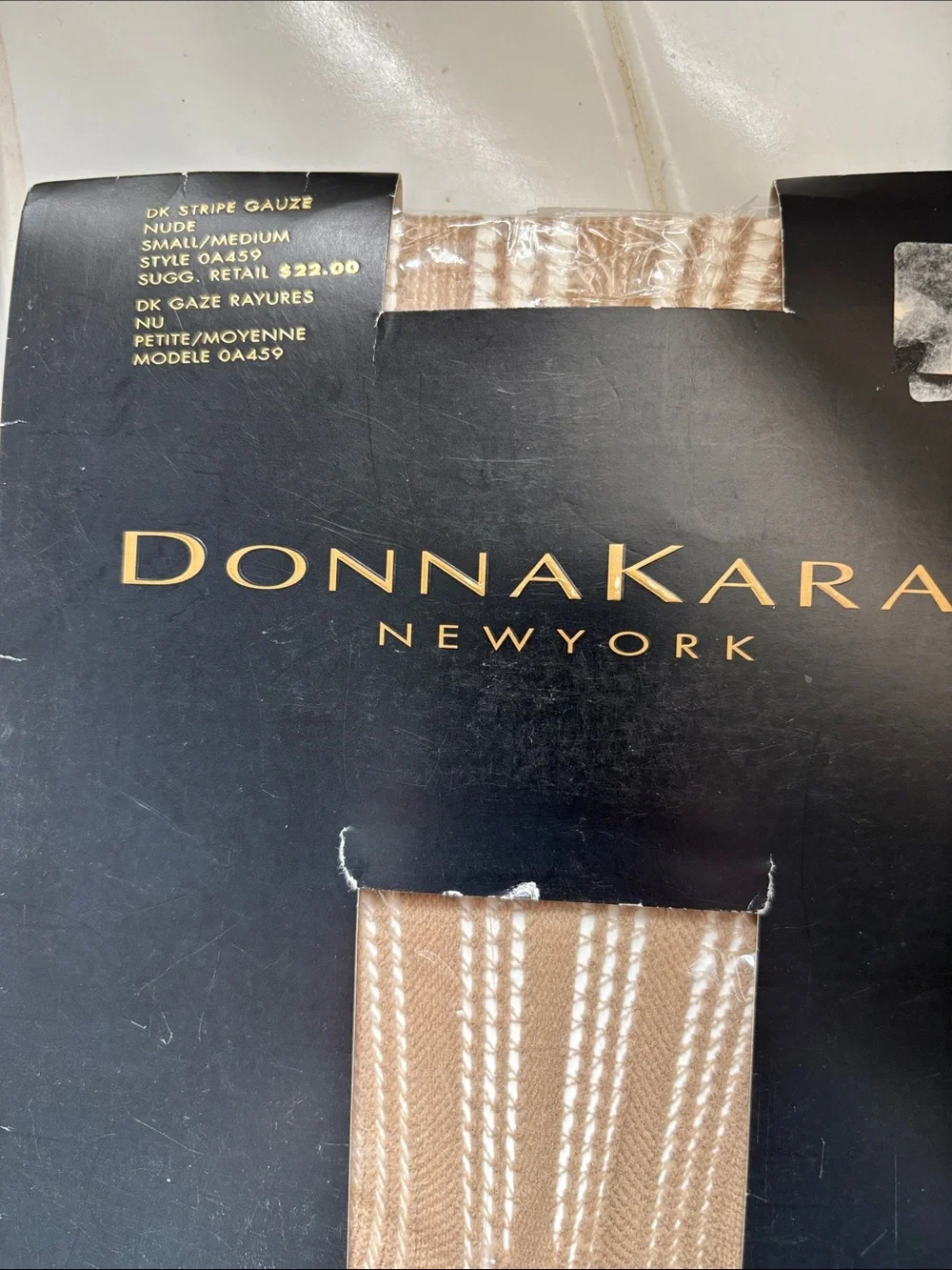 Donna Karan Nude Striped Sheer Hosiery